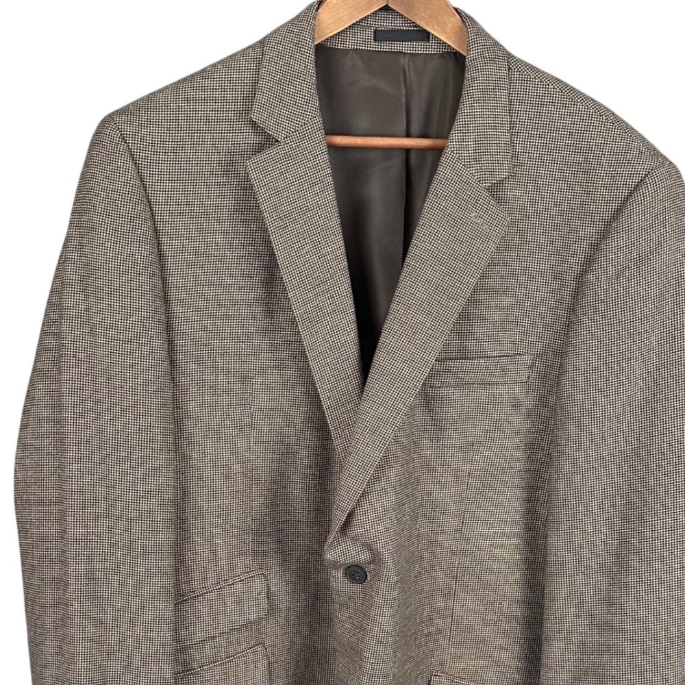 Madison Mens Brown Houndstooth Blazer Jacket 2 Button Side Vent 48L
